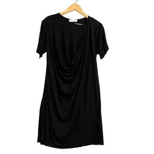 Jeremy Laing‎ Drape Dress Womens Medium Black Wool Blend Lightweight Tee Luxury
